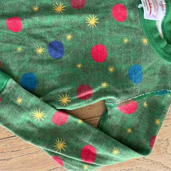 Hanna Andersson Kids Christmas Tree Pajama Set Grey Green Size 10 - Picture 2 of 3